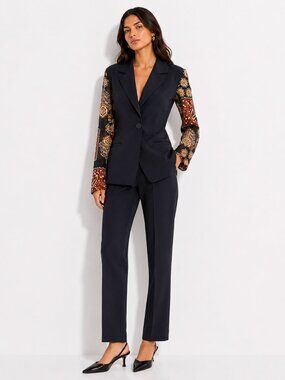 SANDRO VINTAGE BLACK LINEN BLEND SHEER BLAZER - M